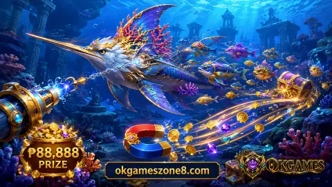 Final OKGAMES fishing underwater frame with luminous targets and cannon controls