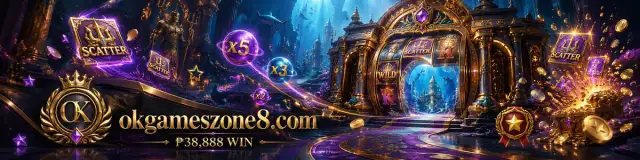 OKGAMES Slot scene glowing across a dark royal game frame