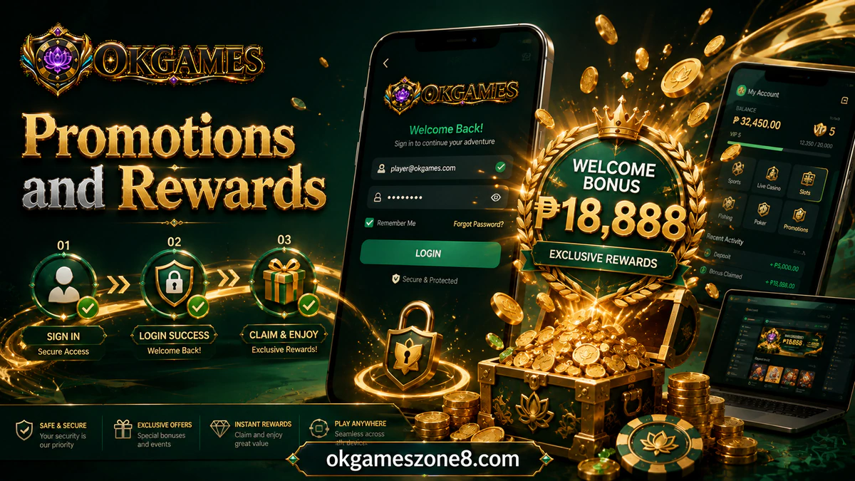 OKGAMES Promotion feature artwork in royal midnight colours
